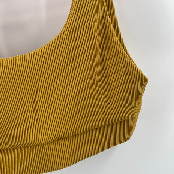 KULANI KINIS Bikini Top Medium NWT Crop Ribbed Mustard Swim Beach Rib Resort - Picture 10 of 10